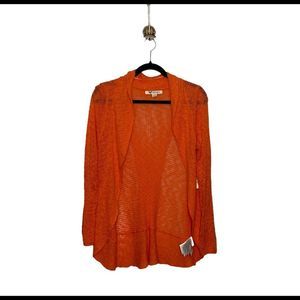 Roxy Open Knit Orange Cardigan NWT